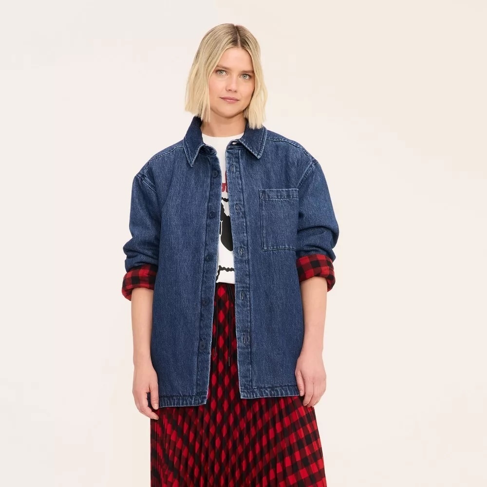 NWT Woolrich x Target Dark Wash Denim Shacket S Utility Layer